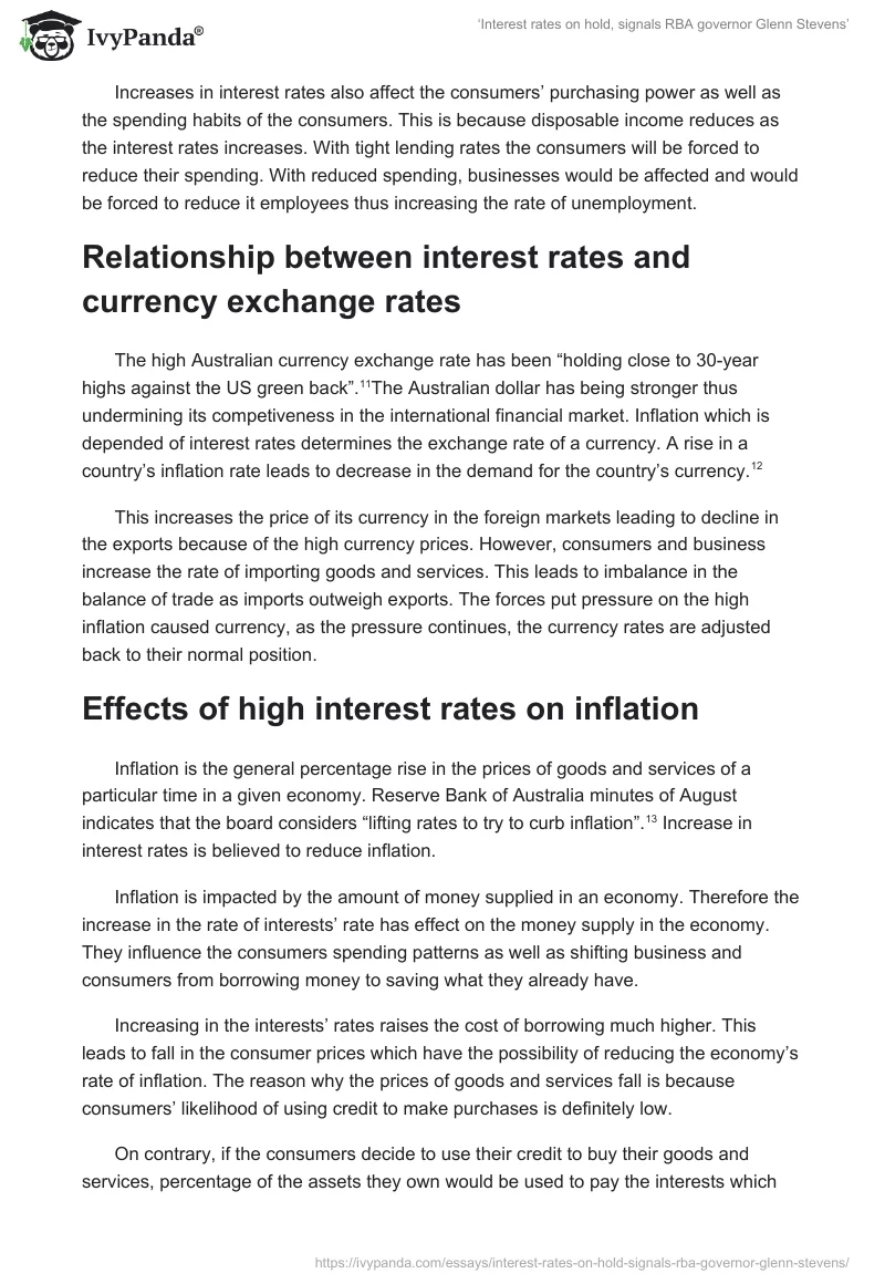 ‘Interest rates on hold, signals RBA governor Glenn Stevens’. Page 5