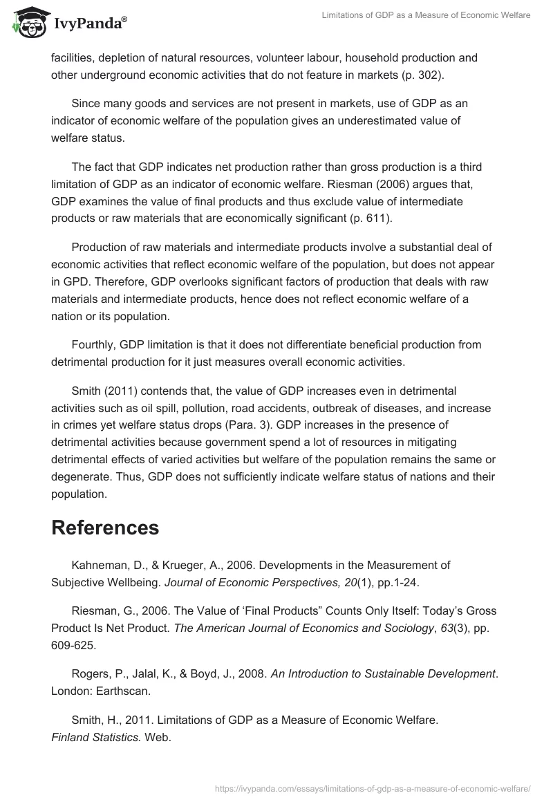 Limitations of GDP as a Measure of Economic Welfare. Page 2