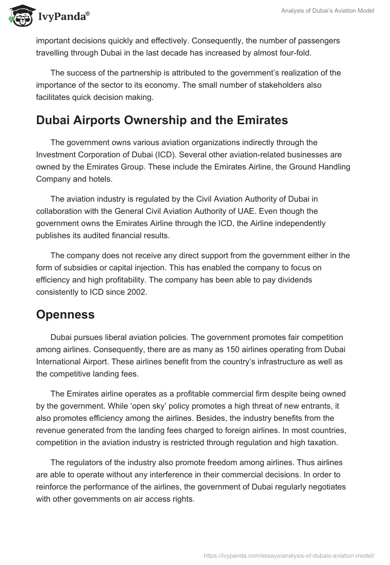 Analysis of Dubai’s Aviation Model. Page 2