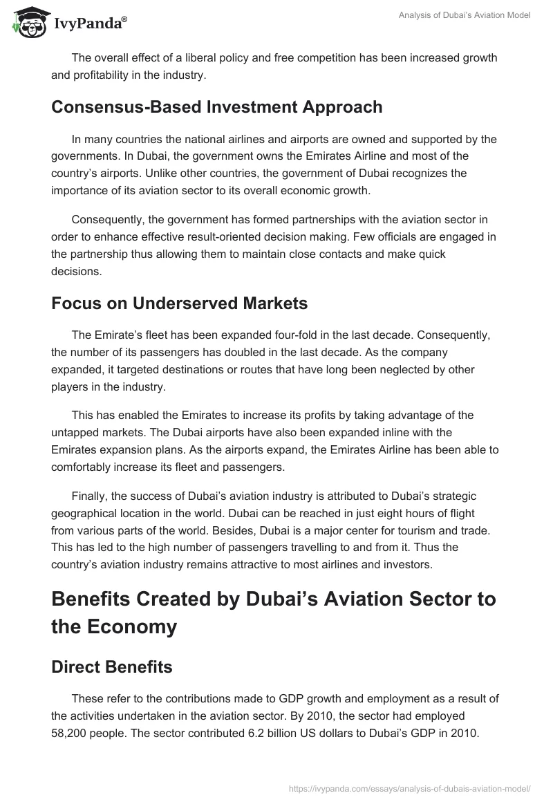 Analysis of Dubai’s Aviation Model. Page 3