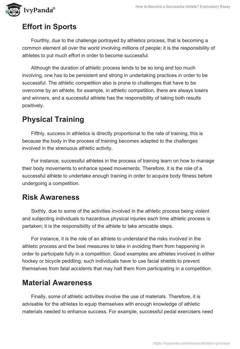 How to Become a Successful Athlete? Exploratory Essay. Page 3