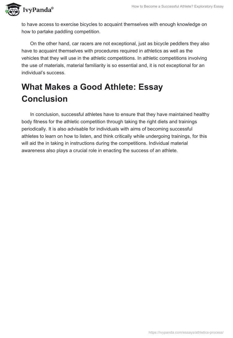 How to Become a Successful Athlete? Exploratory Essay. Page 4