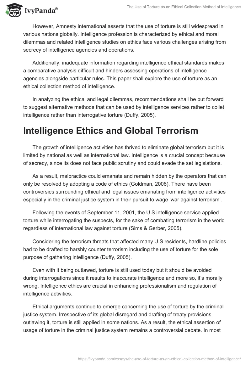 The Use of Torture as an Ethical Collection Method of Intelligence. Page 2