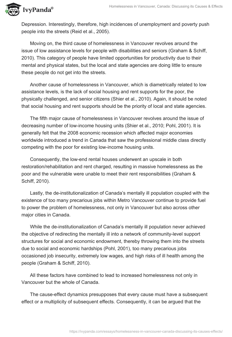 Homelessness in Vancouver, Canada: Discussing its Causes & Effects. Page 2