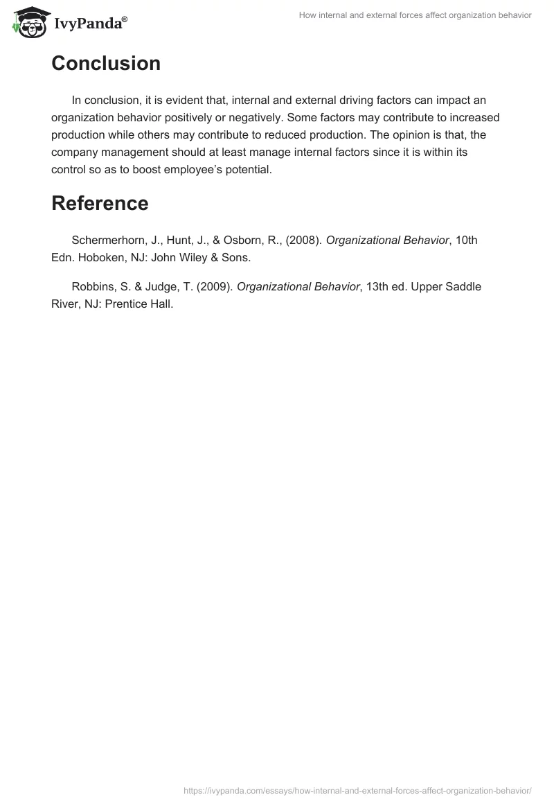 How Internal and External Forces Affect Organization Behavior. Page 3