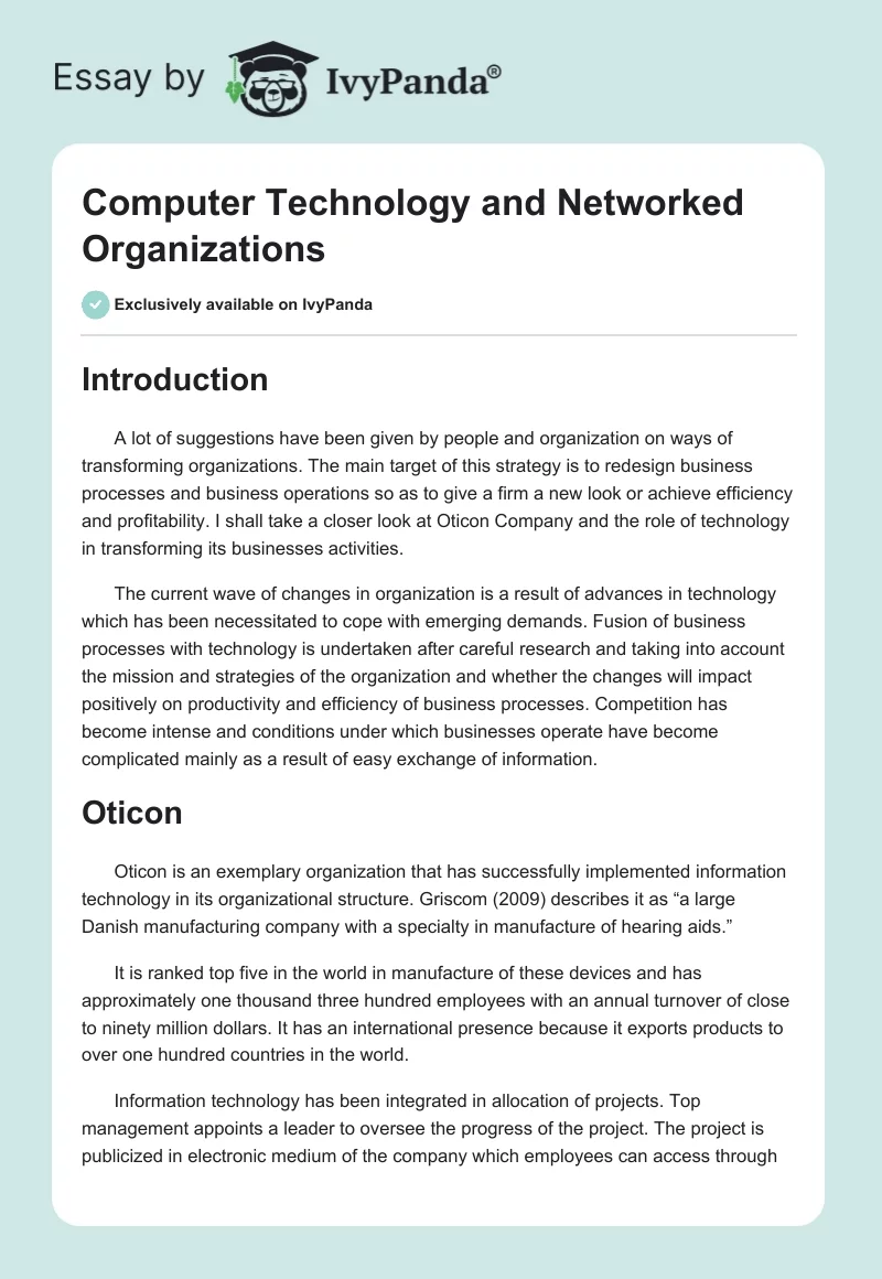 Computer Technology and Networked Organizations. Page 1