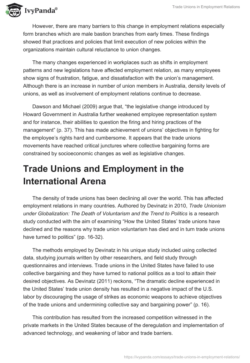Trade Unions in Employment Relations. Page 5