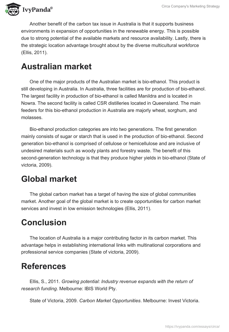 Circa Company's Marketing Strategy. Page 3