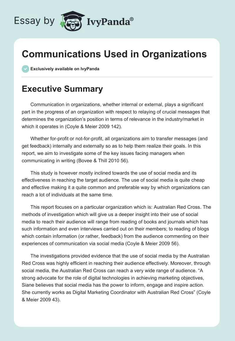 Communications Used in Organizations. Page 1