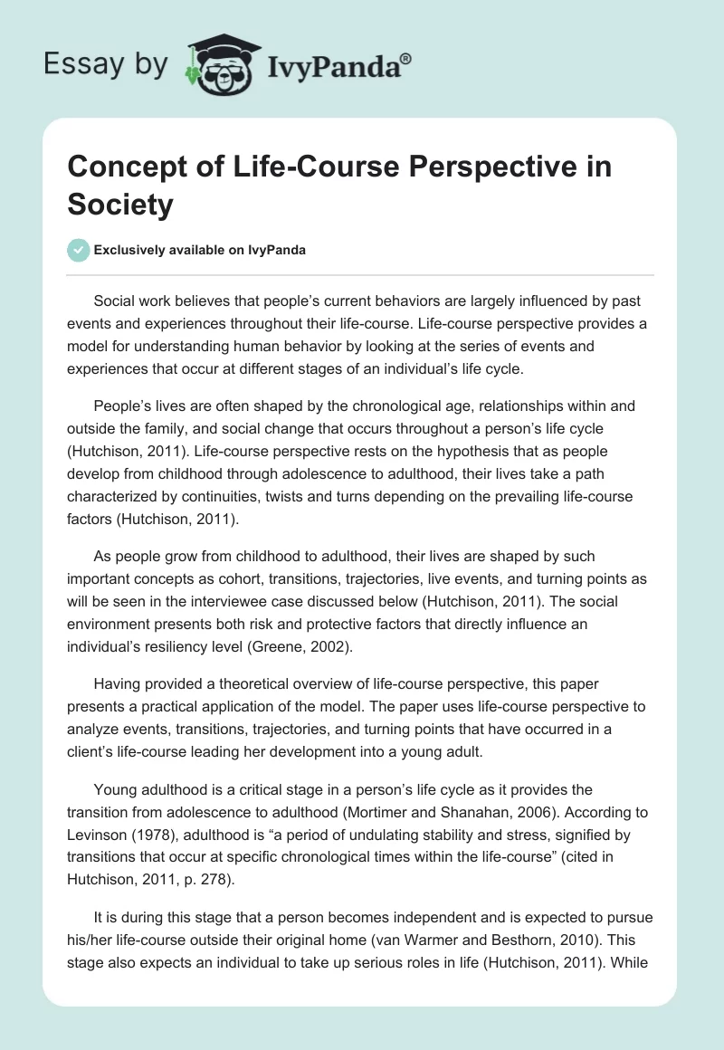 Concept of Life-Course Perspective in Society. Page 1