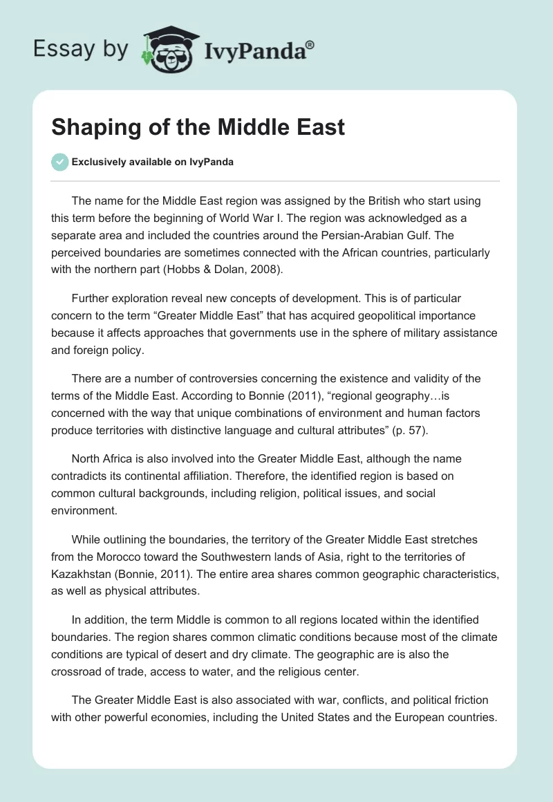 Shaping of the Middle East. Page 1