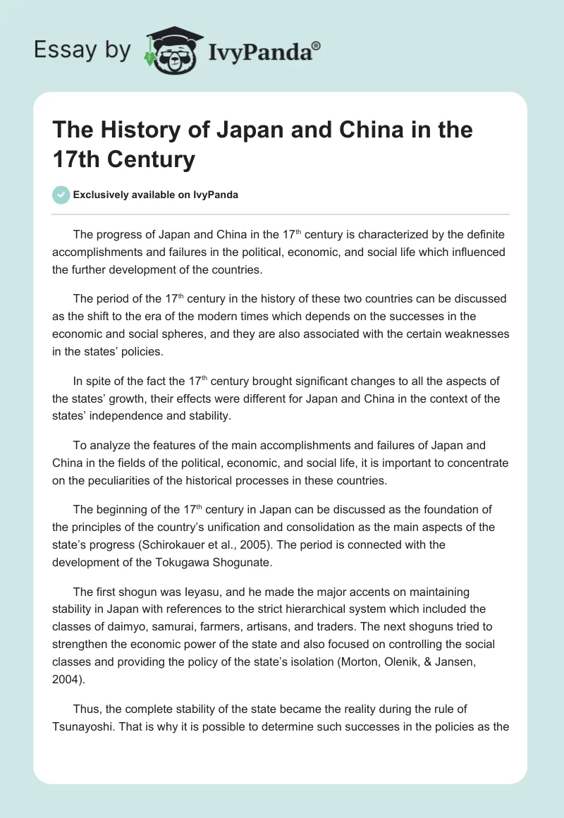 The History of Japan and China in the 17th Century. Page 1
