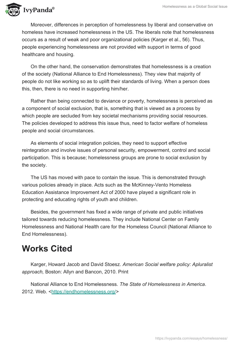 Homelessness as a Global Social Issue. Page 2
