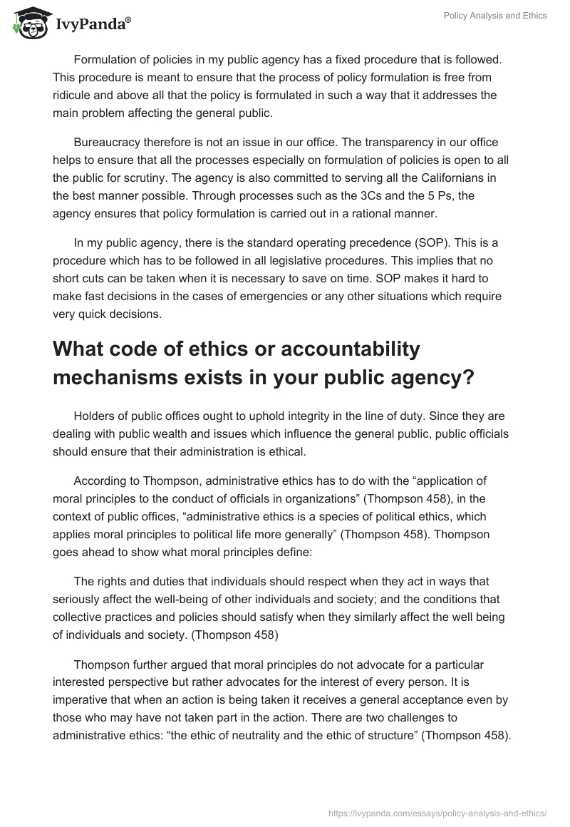 Policy Analysis and Ethics. Page 3
