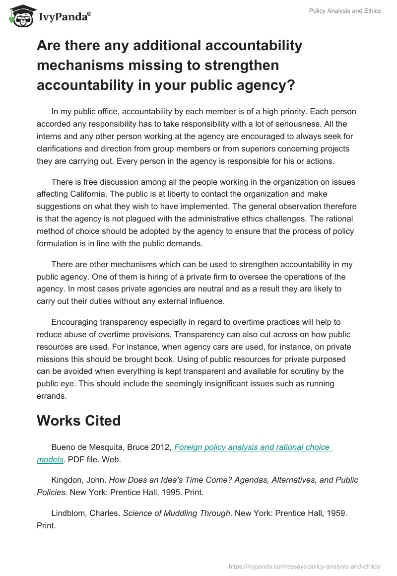 Policy Analysis and Ethics. Page 5