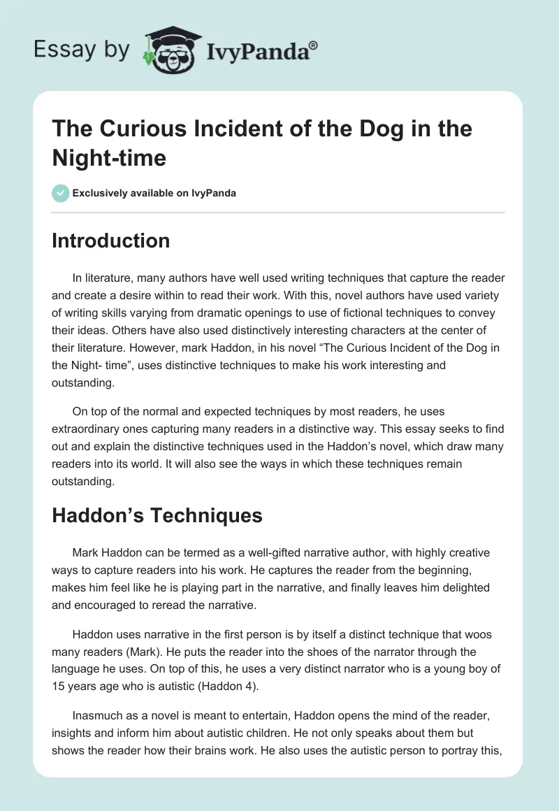 The Curious Incident of the Dog in the Night-time. Page 1