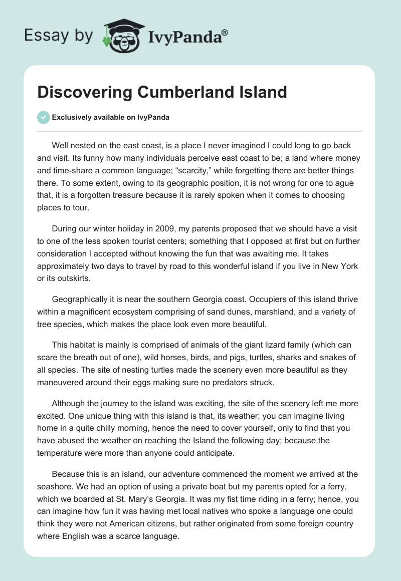 Discovering Cumberland Island. Page 1