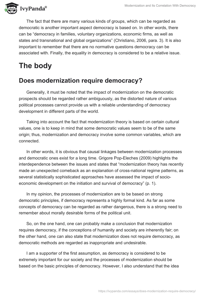 Modernization and Its Correlation With Democracy. Page 2
