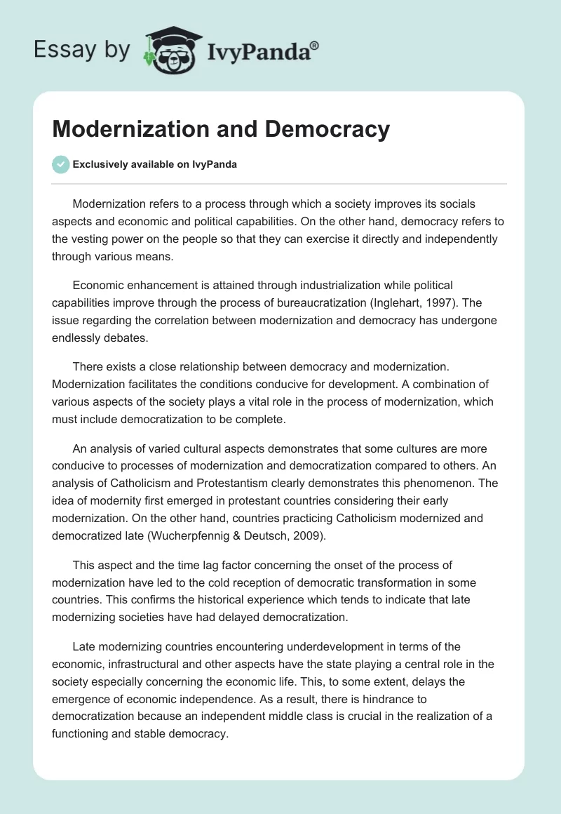 Modernization and Democracy. Page 1