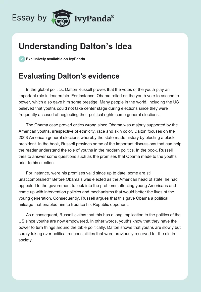 Understanding Dalton’s Idea. Page 1