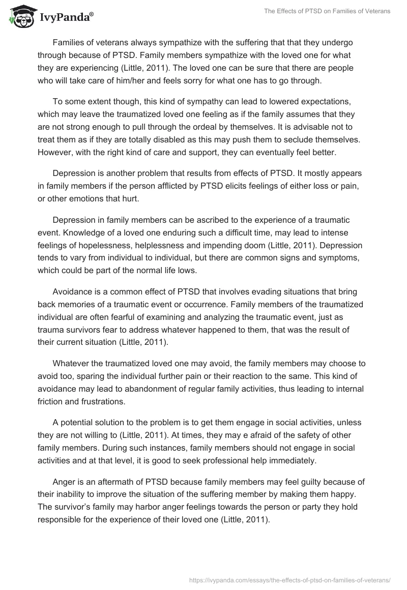 The Effects of PTSD on Families of Veterans. Page 2