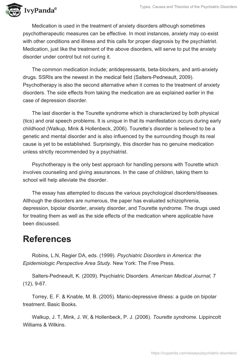 Types, Causes and Theories of the Psychiatric Disorders . Page 4