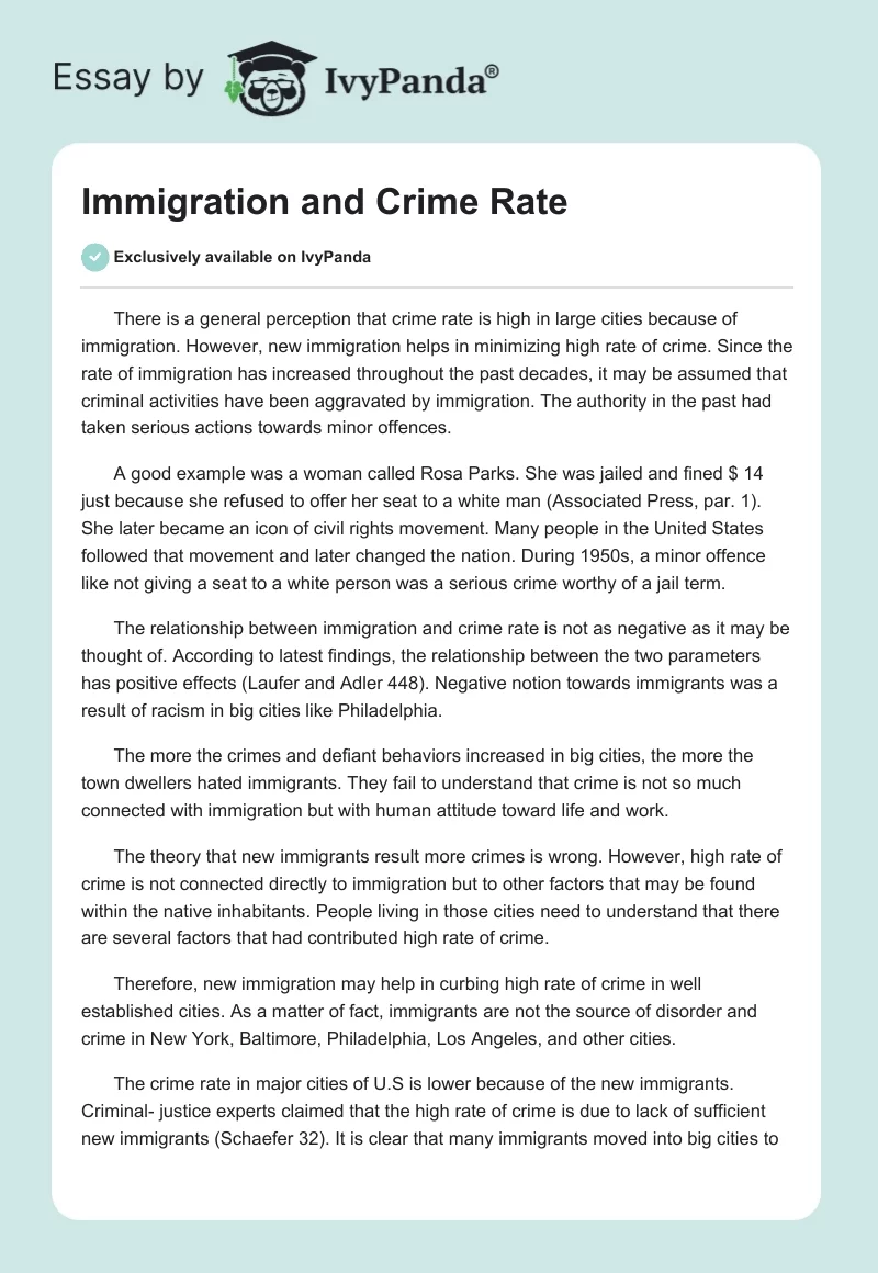 Immigration and Crime Rate. Page 1