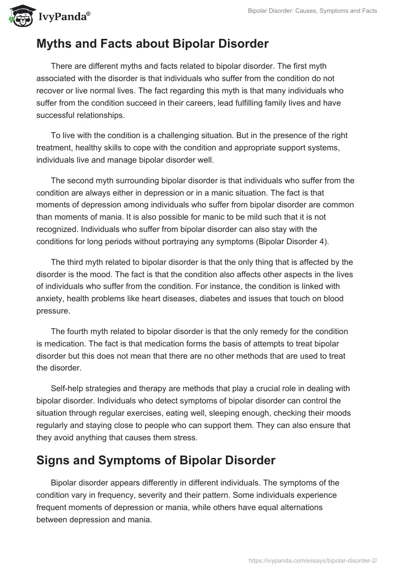 Bipolar Disorder: Causes, Symptoms and Facts. Page 3