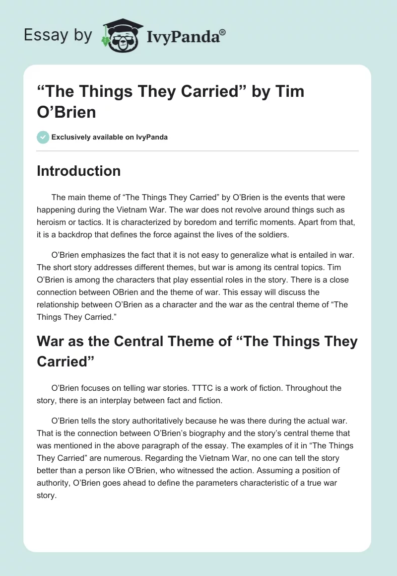 “The Things They Carried” by Tim O’Brien. Page 1