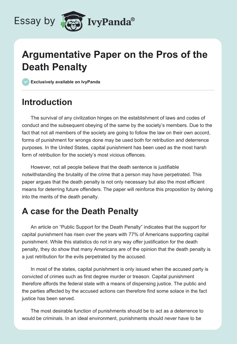 death penalty conclusion essay