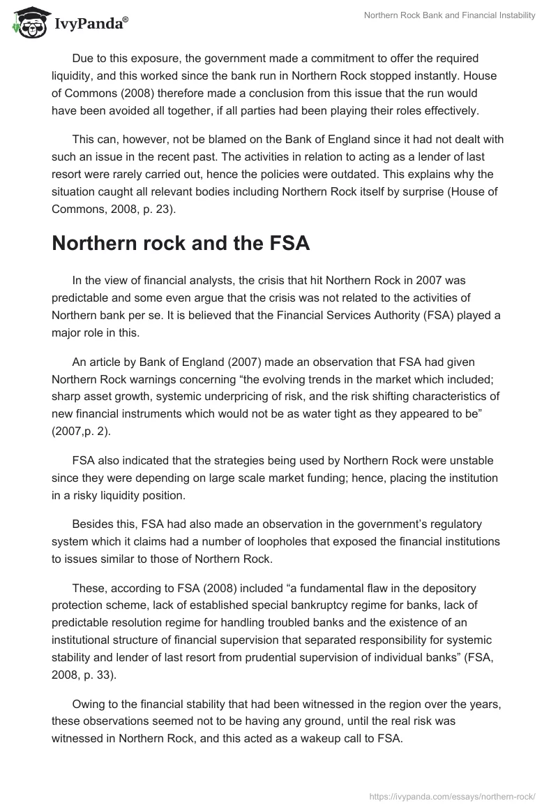 Northern Rock Bank and Financial Instability. Page 3