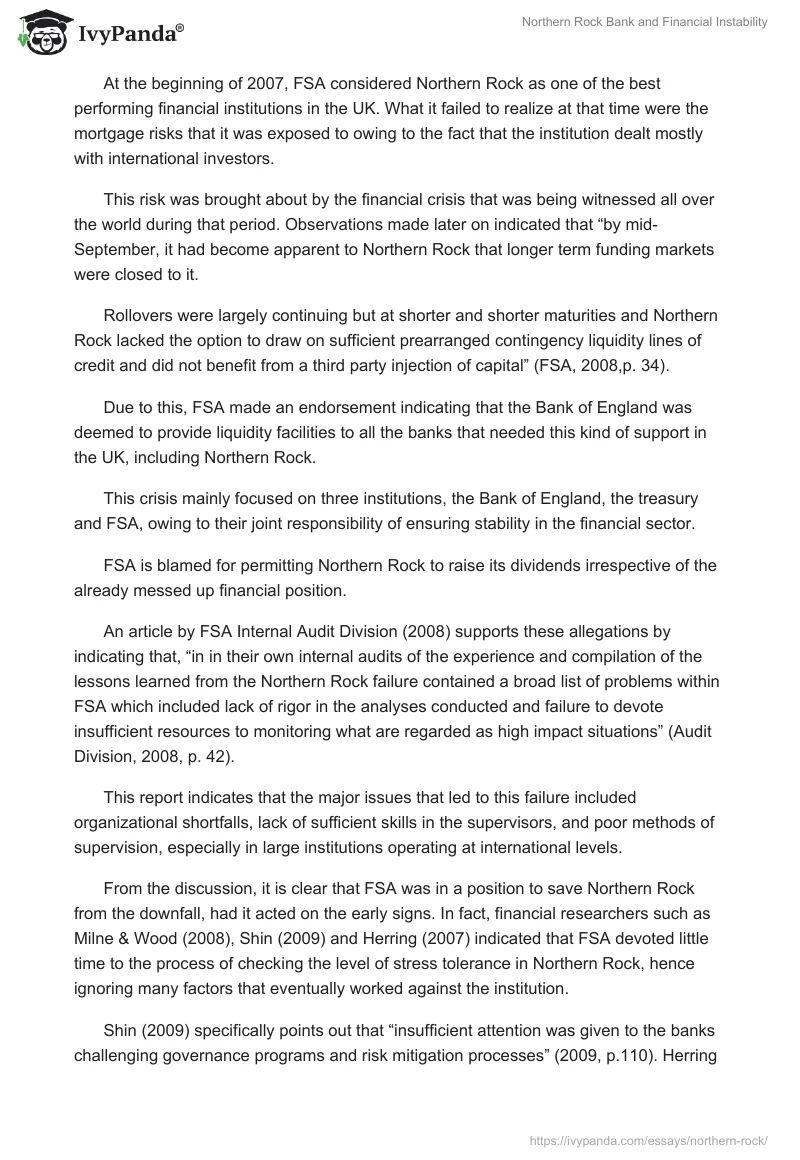 Northern Rock Bank and Financial Instability. Page 4