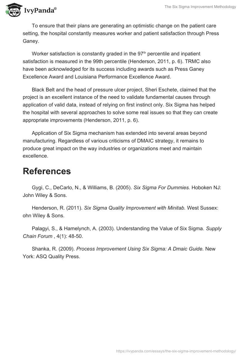The Six Sigma Improvement Methodology. Page 4