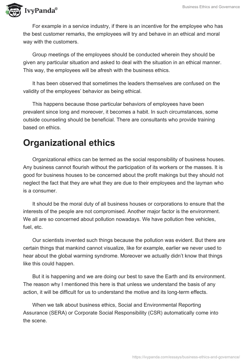Business Ethics and Governance. Page 4