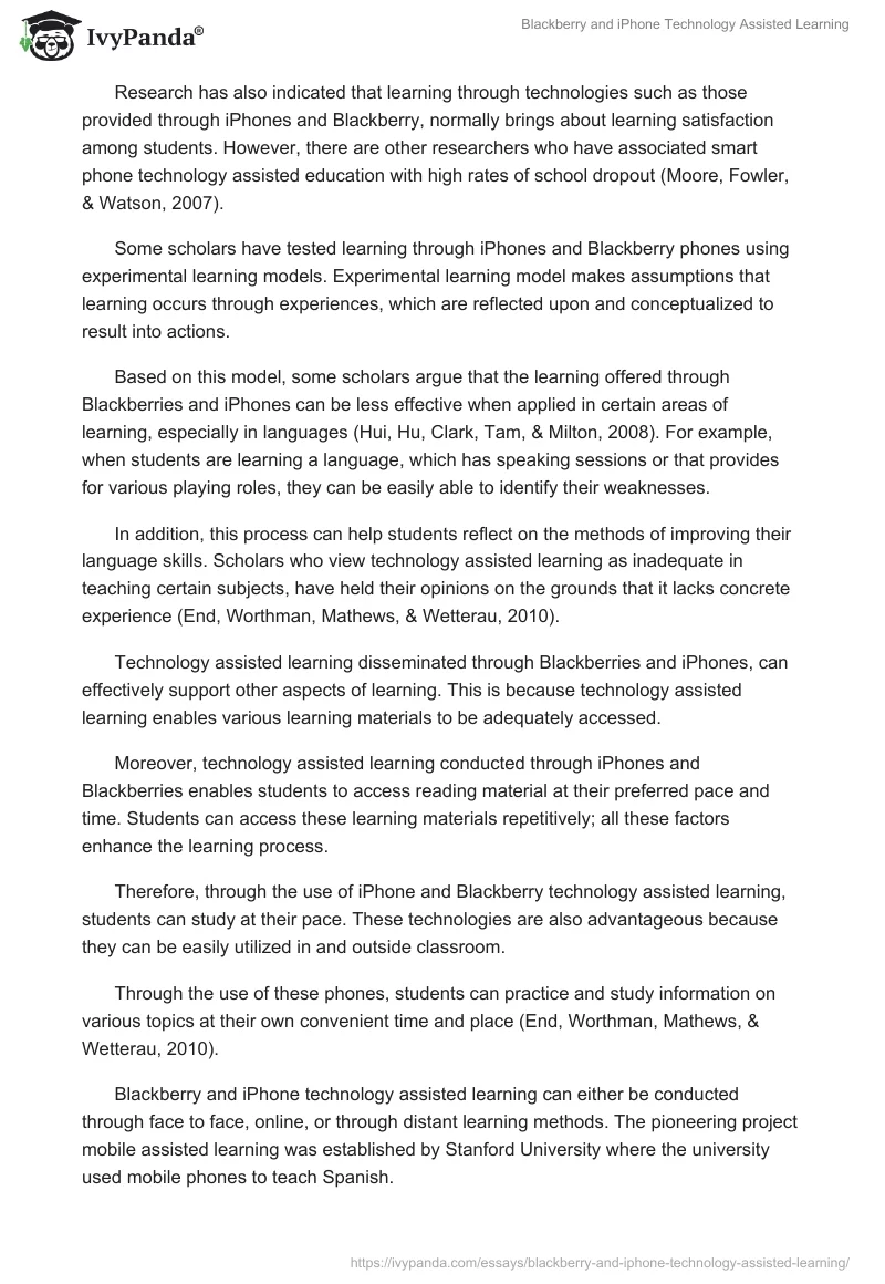 Blackberry and iPhone Technology Assisted Learning. Page 3