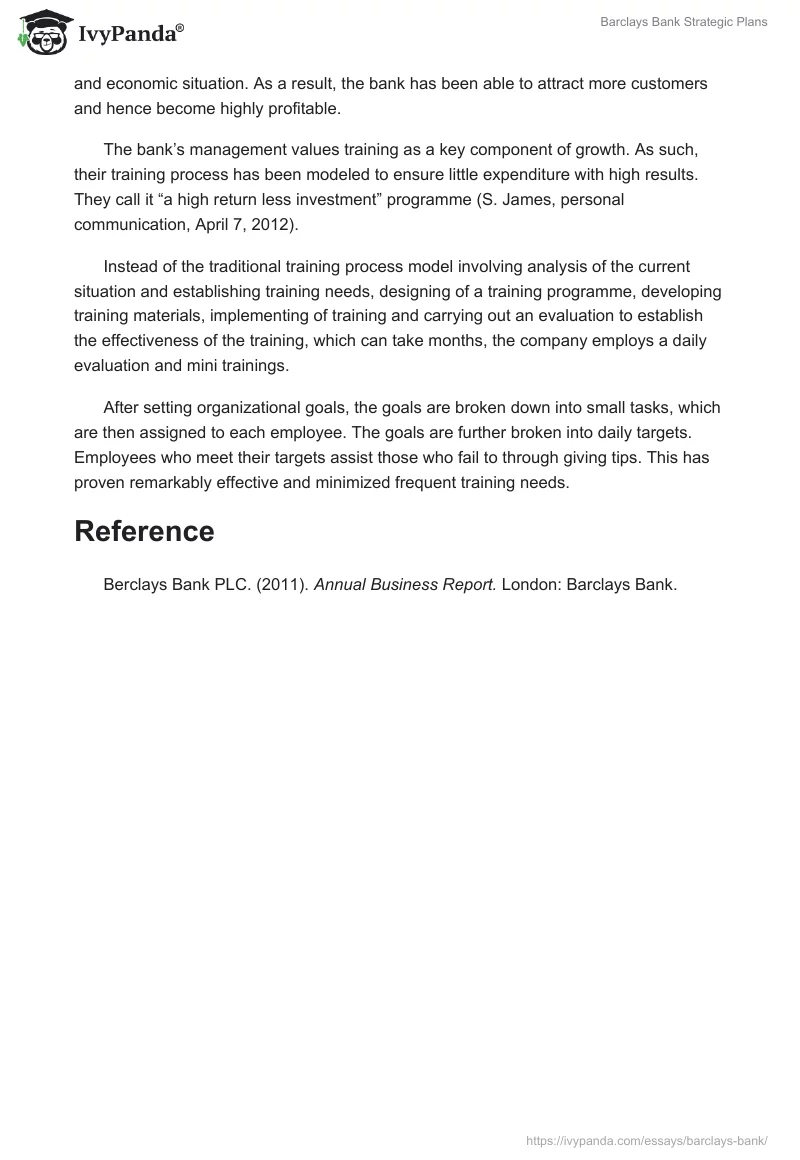 Barclays Bank Strategic Plans. Page 3