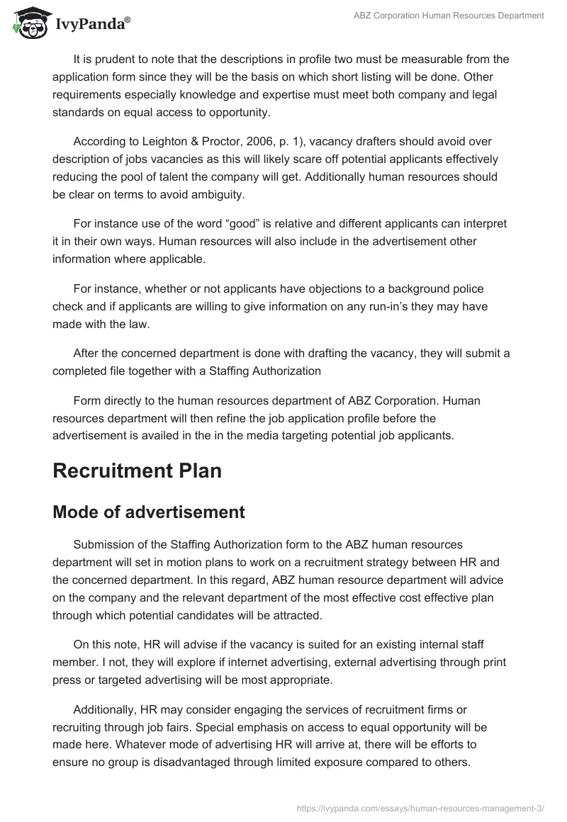 ABZ Corporation Human Resources Department. Page 5
