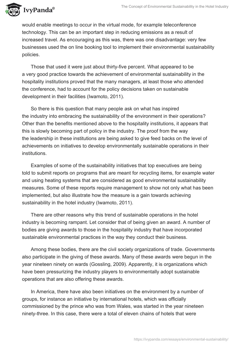 The Concept of Environmental Sustainability in the Hotel Industry. Page 3