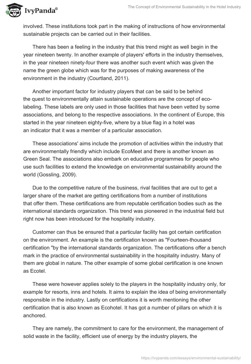 The Concept of Environmental Sustainability in the Hotel Industry. Page 4