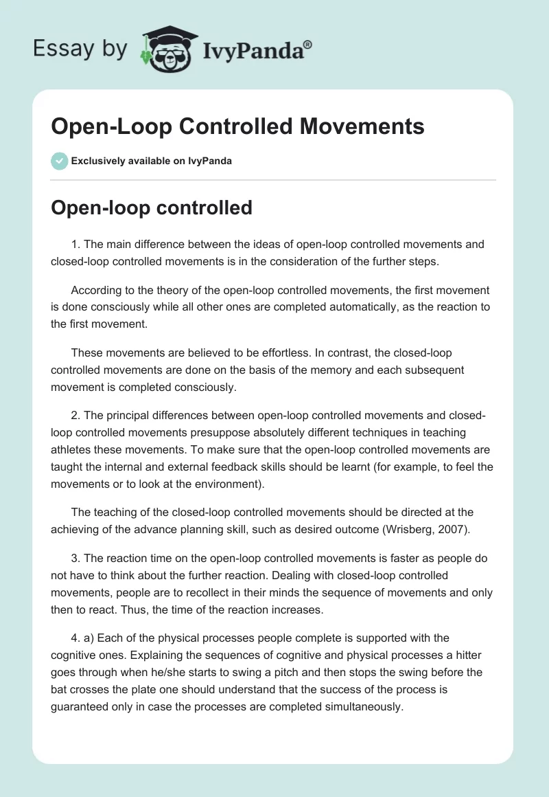 Open-Loop Controlled Movements. Page 1