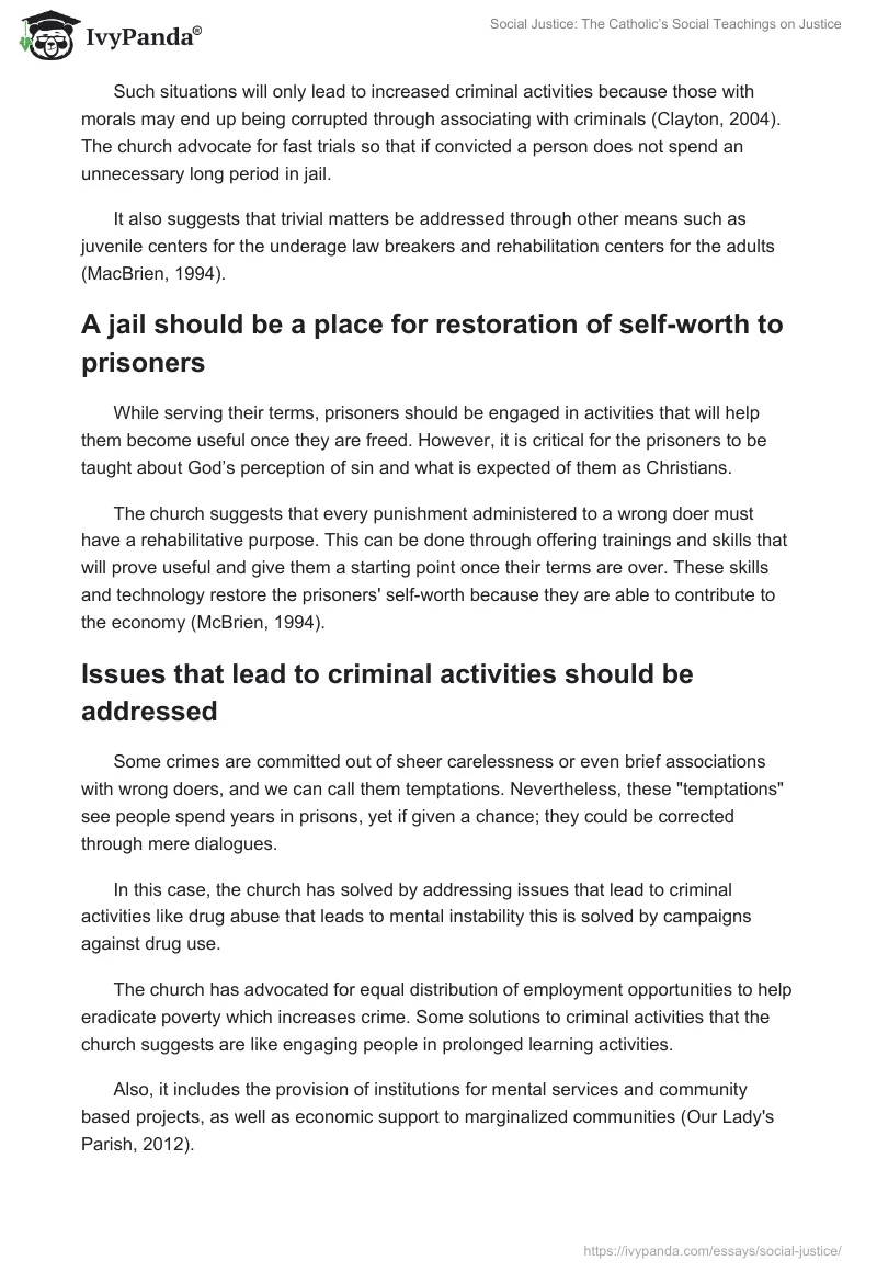 Social Justice: The Catholic’s Social Teachings on Justice. Page 2