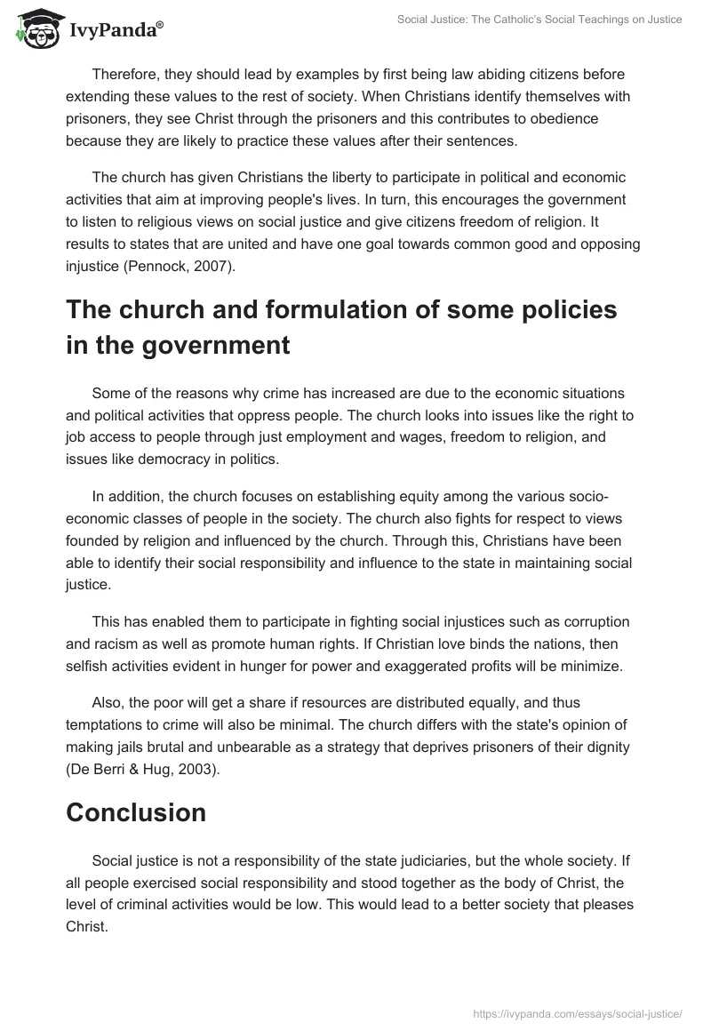 Social Justice: The Catholic’s Social Teachings on Justice. Page 5