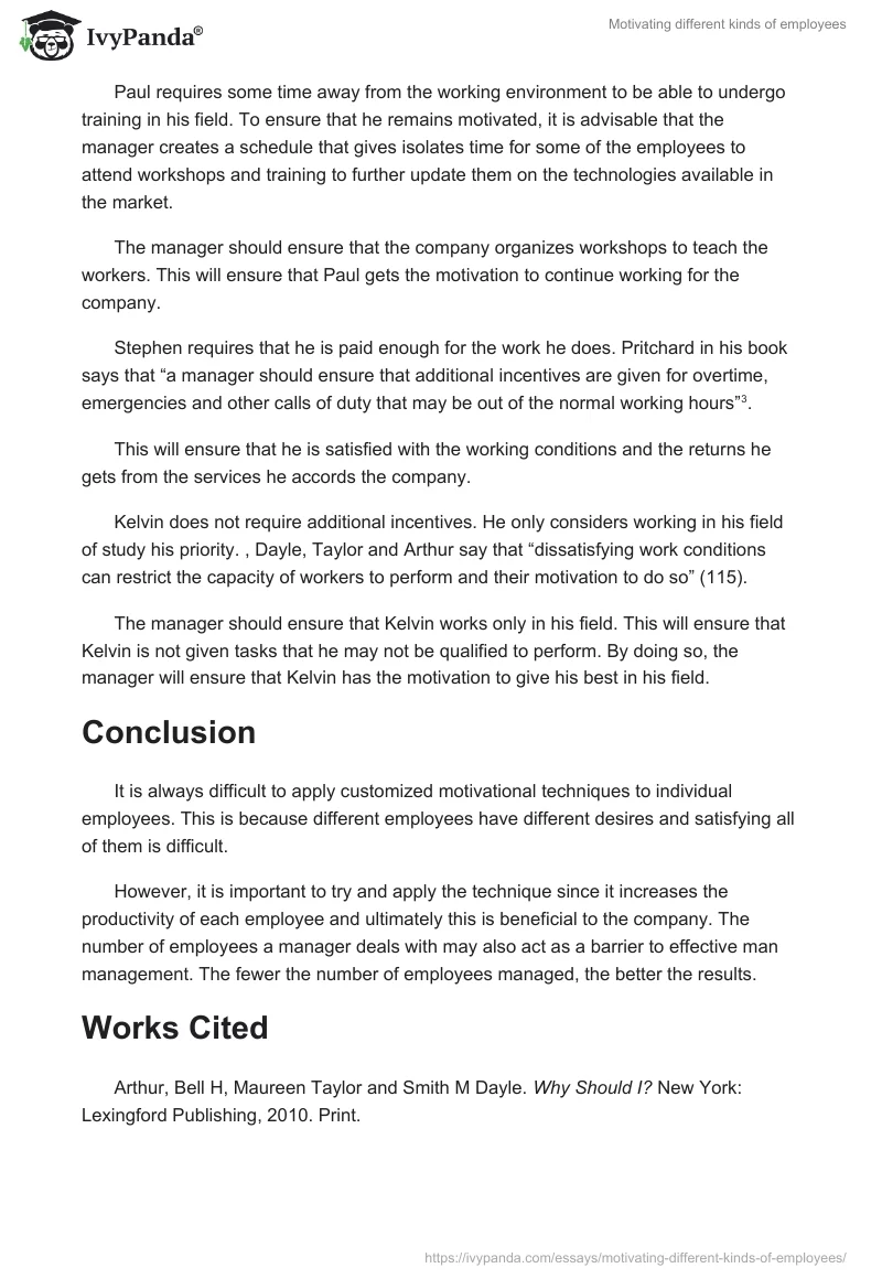 Motivating different kinds of employees. Page 3