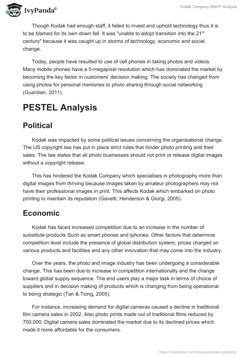 Kodak Company SWOT Analysis. Page 3