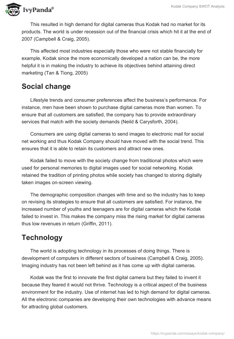 Kodak Company SWOT Analysis. Page 4