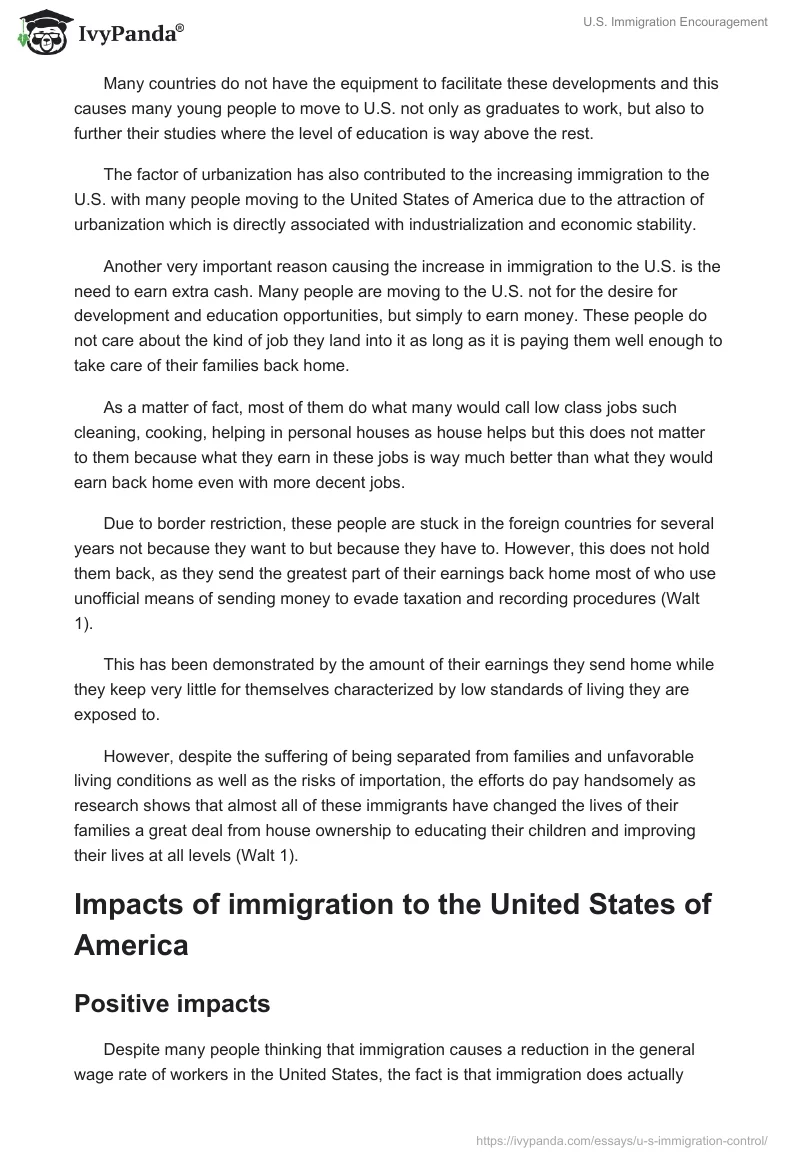 U.S. Immigration Encouragement. Page 3