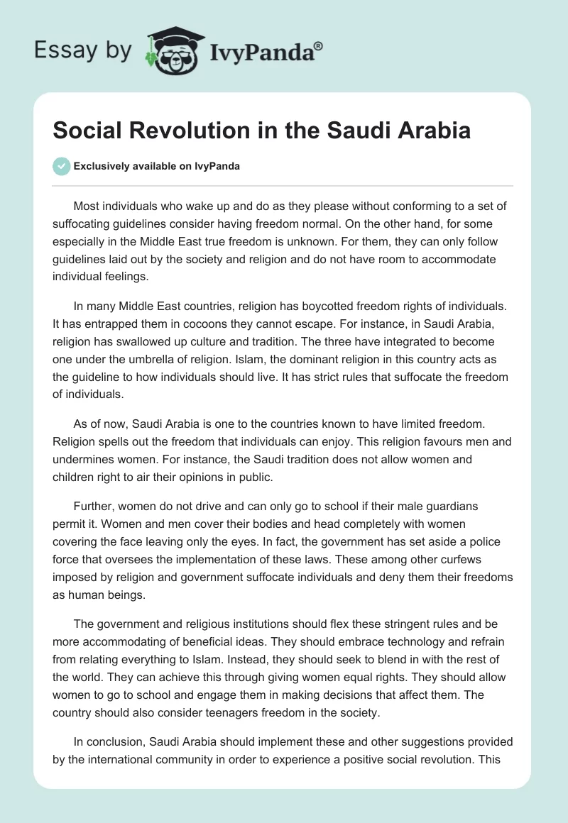 Social Revolution in the Saudi Arabia. Page 1