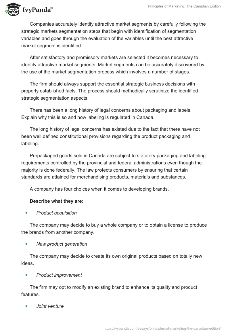 Principles of Marketing: The Canadian Edition. Page 4