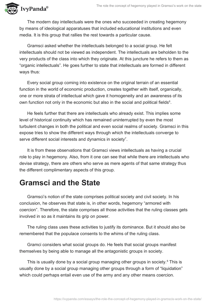 The role the concept of hegemony played in Gramsci’s work on the state. Page 3