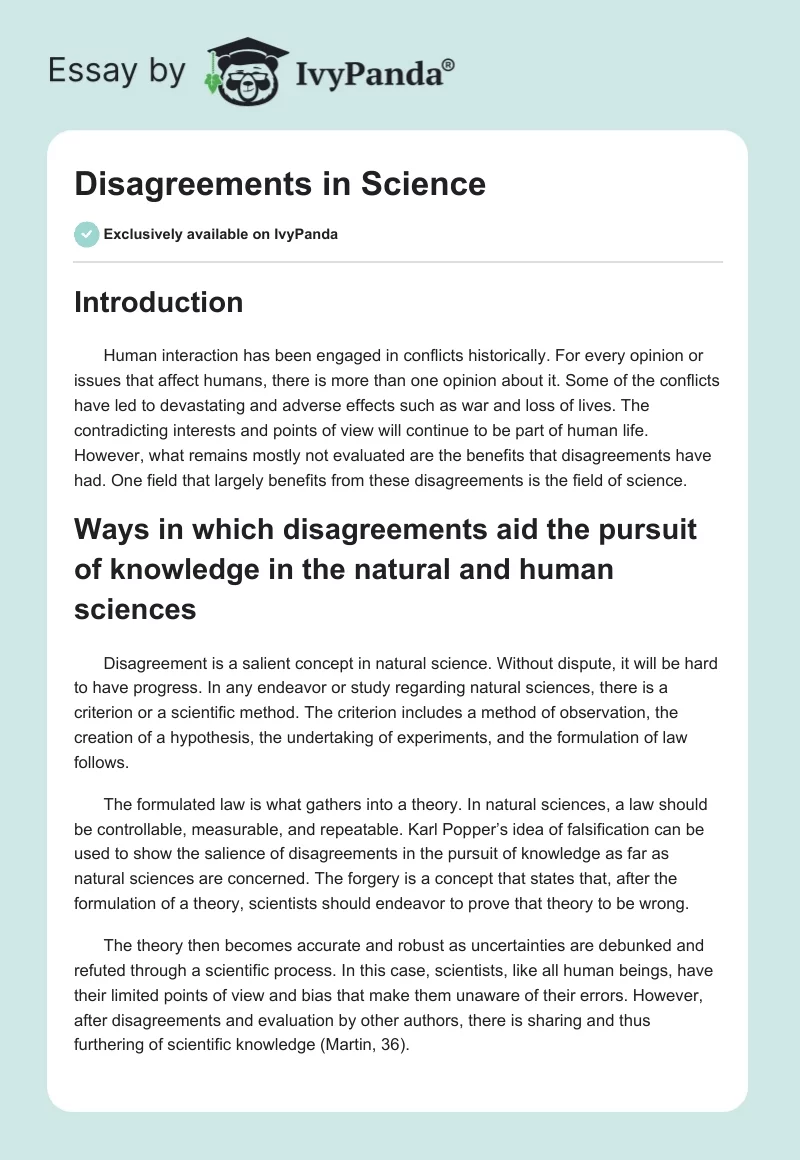 Disagreements in Science. Page 1